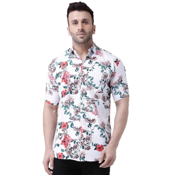 Herren blumiges Kurzarmhemd mit modernem Schnitt Drune