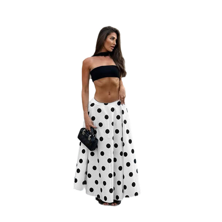 Damen Maxirock mit auffälligem Polkadot-Muster und voluminösem Schnitt Drune