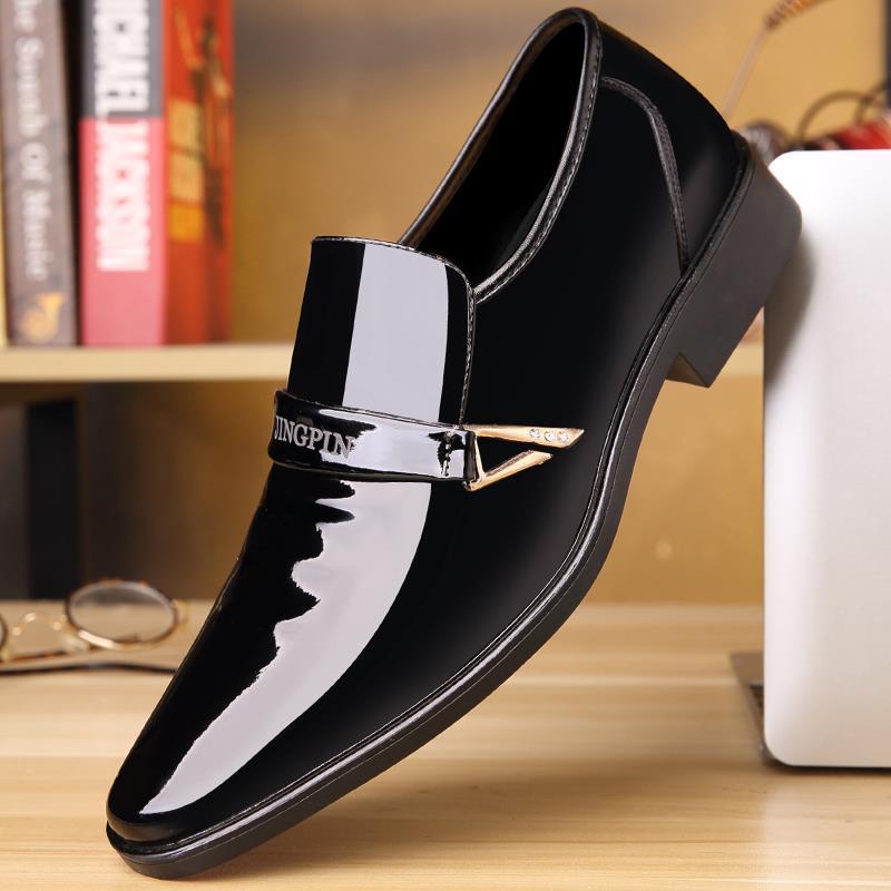 Herren Lackoptik-Loafer mit dekorativer Metall-Zierschnalle und schlanker Eleganz Drune