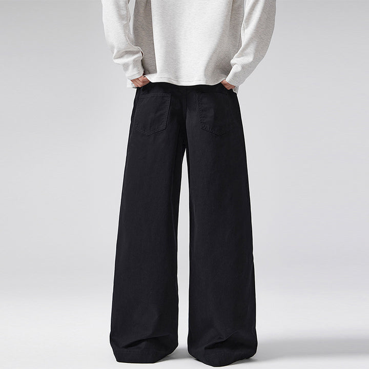 Damen Hochgeschnittene Extraweite Palazzo-Hose aus Baumwoll‑Twill mit bodenlanger Silhouette Drune