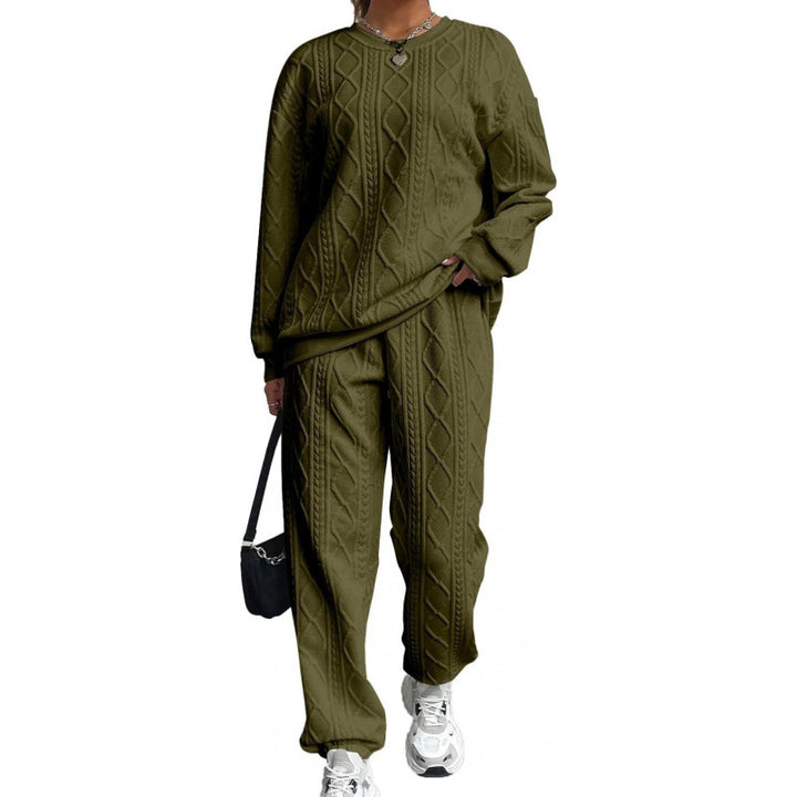 Damen modisches Strick-Loungewear-Set mit lässigem Schnitt und strukturierter Oberfläche Drune