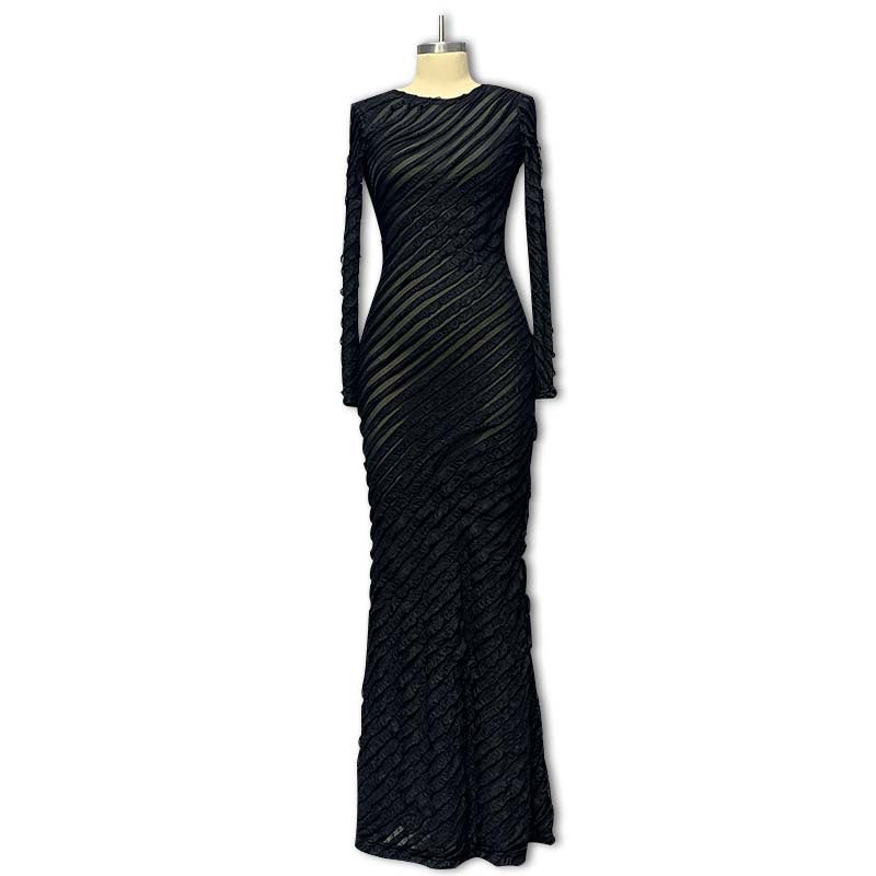 Damen Elegantes Maxikleid mit texturiertem Design Drune