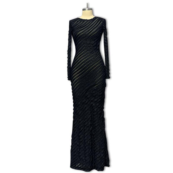 Damen Elegantes Maxikleid mit texturiertem Design Drune