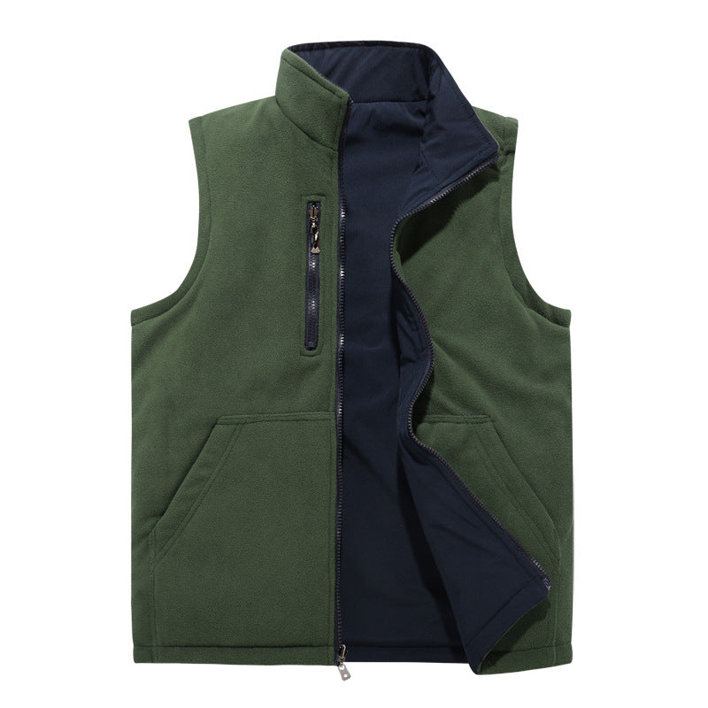 Herren Winddichte Softshell-Weste mit hochflorigem Fleece-Innenfutter, Stehkragen und verdeckten Eingrifftaschen Drune