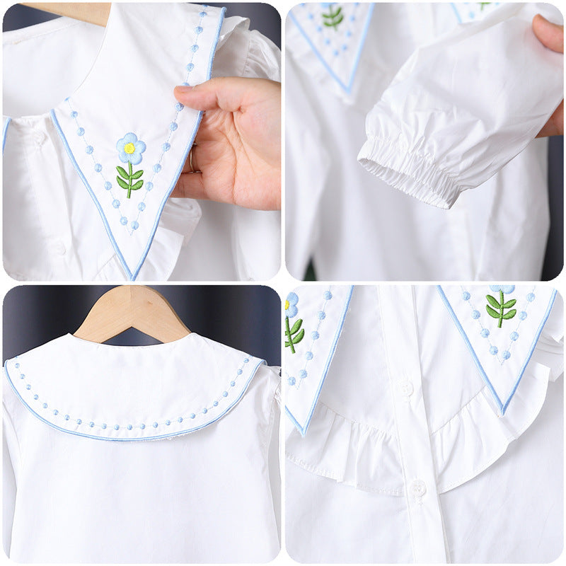 Mädchen Rüschenbluse mit besticktem Kragen Drune