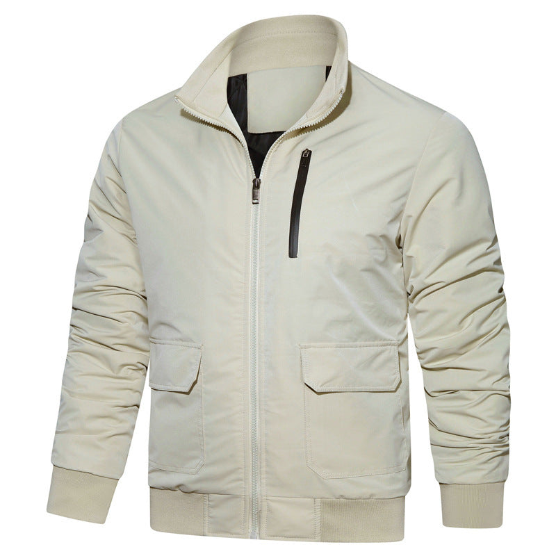 Herren leichter Nylon‑Bomber mit minimalistischem Stehkragen, Ärmel‑Organizer und windabweisender Shell Drune