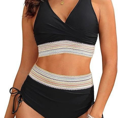 Damen Bikini-Set mit Wickeloberteil und verstellbarem Bund Drune