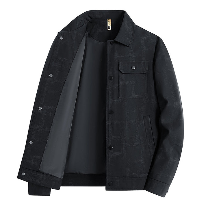 Herren Leichte Overshirt-Jacke mit dezenter Reptilprägung und Druckknopfverschluss Drune