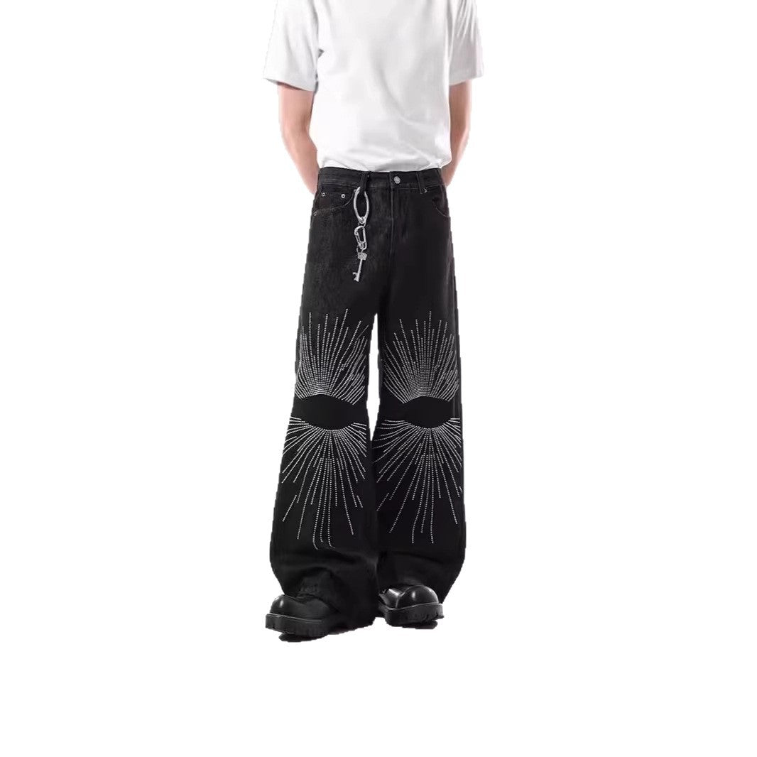 Herren Weitgeschnittene Denim-Jeans mit einzigartigem Grafikdesign Drune