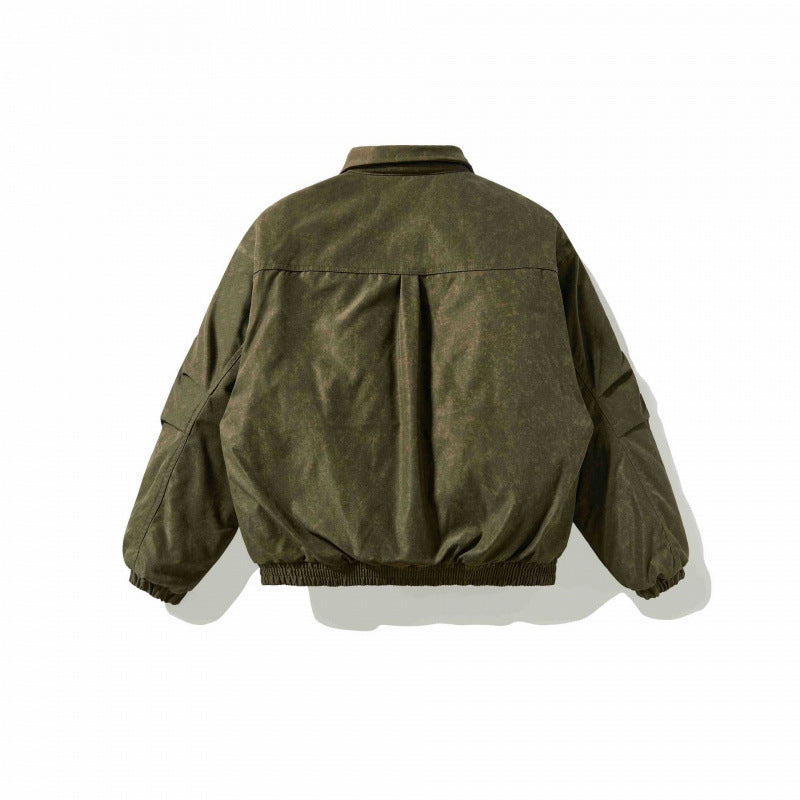 Herren Leicht wattierte Canvas-Fieldjacke mit Hemdkragen, verdeckter Nahtdetail-Optik und elastischem Bund Drune