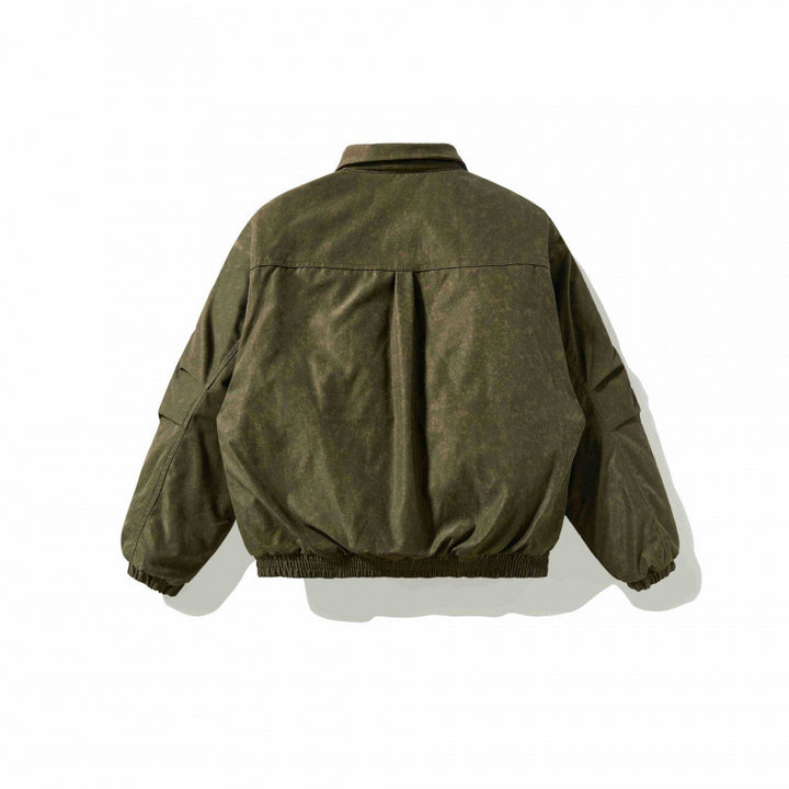 Herren Leicht wattierte Canvas-Fieldjacke mit Hemdkragen, verdeckter Nahtdetail-Optik und elastischem Bund Drune