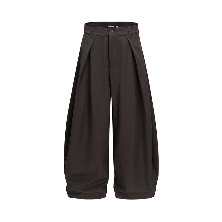 Damen Weite Culotte-Hose mit hoher Leibhöhe, Kellerfalten und verkürztem Saum Drune