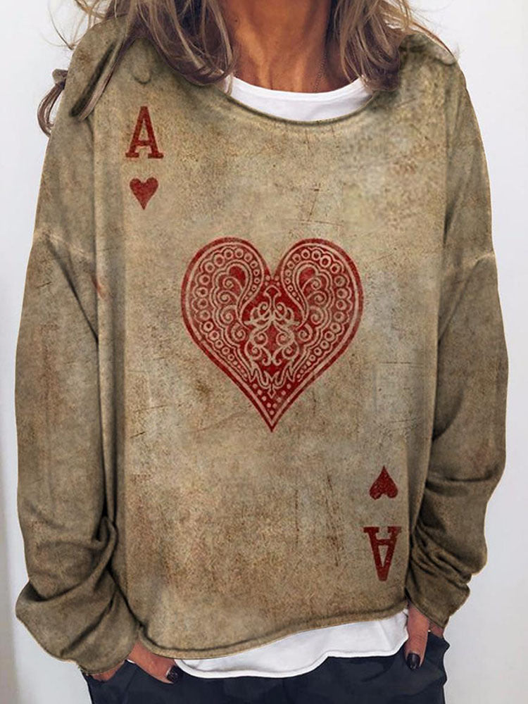 Damen Langärmeliges Oversize-Sweatshirt mit abstraktem Aquarell-Mosaikprint Drune