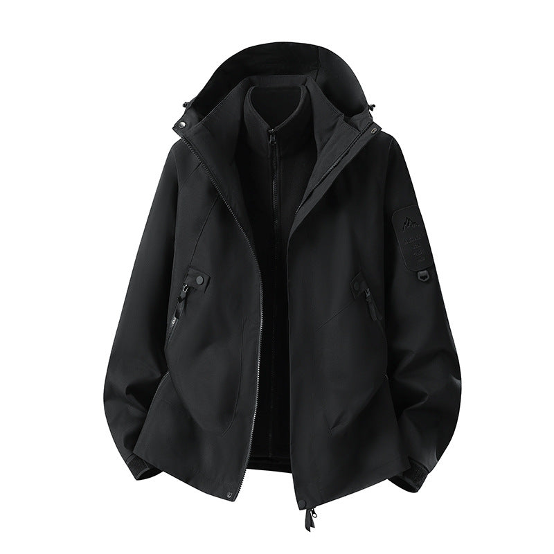 Herren Zwei-in-eins Wetterschutzjacke mit abnehmbarer Steppweste und verstellbarer Kapuze Drune