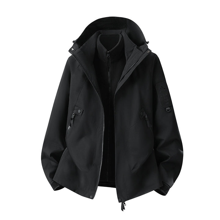 Herren Zwei-in-eins Wetterschutzjacke mit abnehmbarer Steppweste und verstellbarer Kapuze Drune
