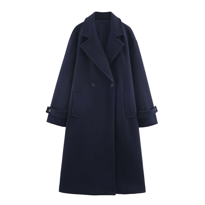 Damen Oversize Wollmix-Mantel mit Doppelreiher, breitem Revers und Ärmelriegel Drune