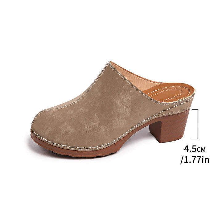 Damen bequeme Clogs aus hochwertigem Wildleder mit elegantem Blockabsatz Drune