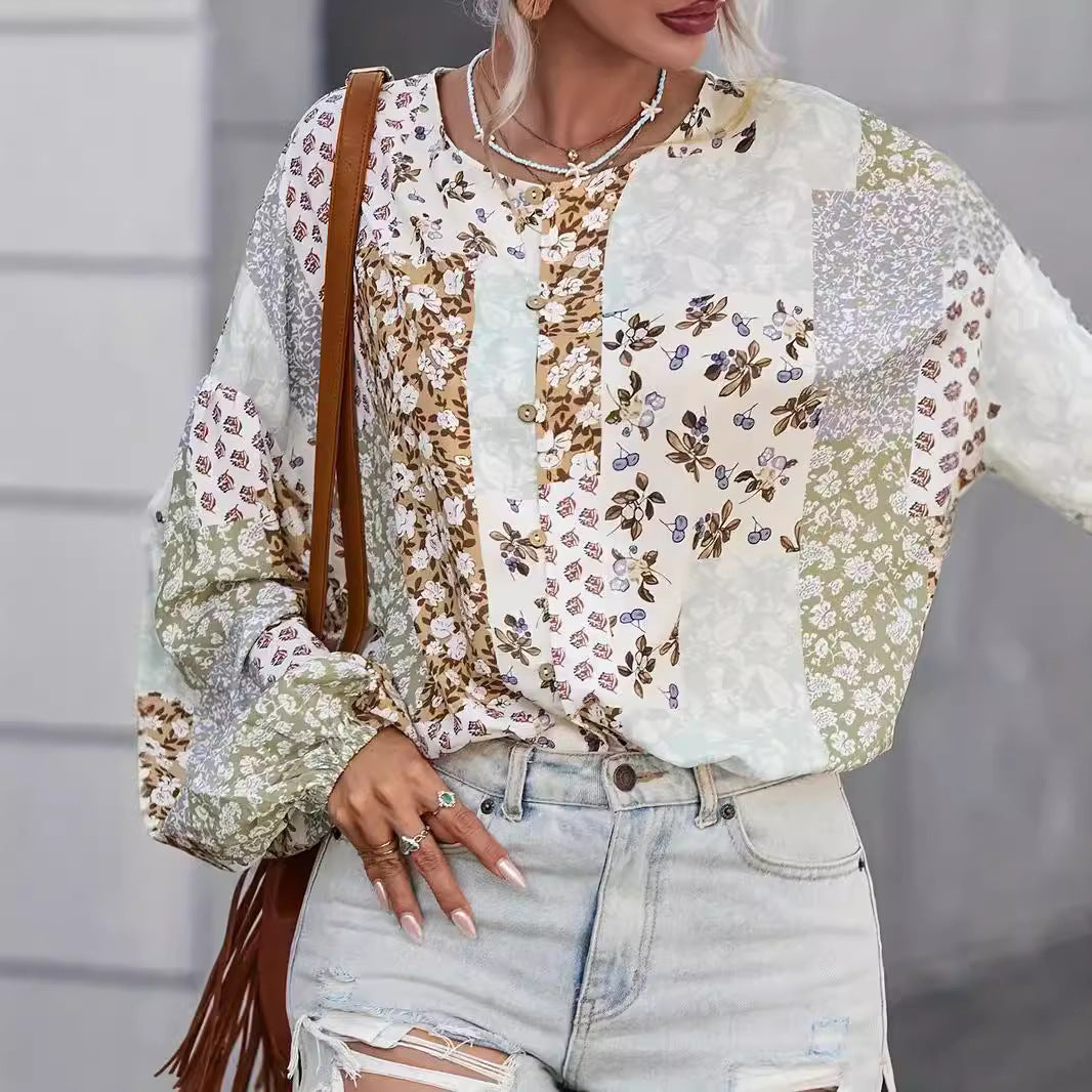 Damen Bluse mit einzigartigem Patchwork-Design Drune