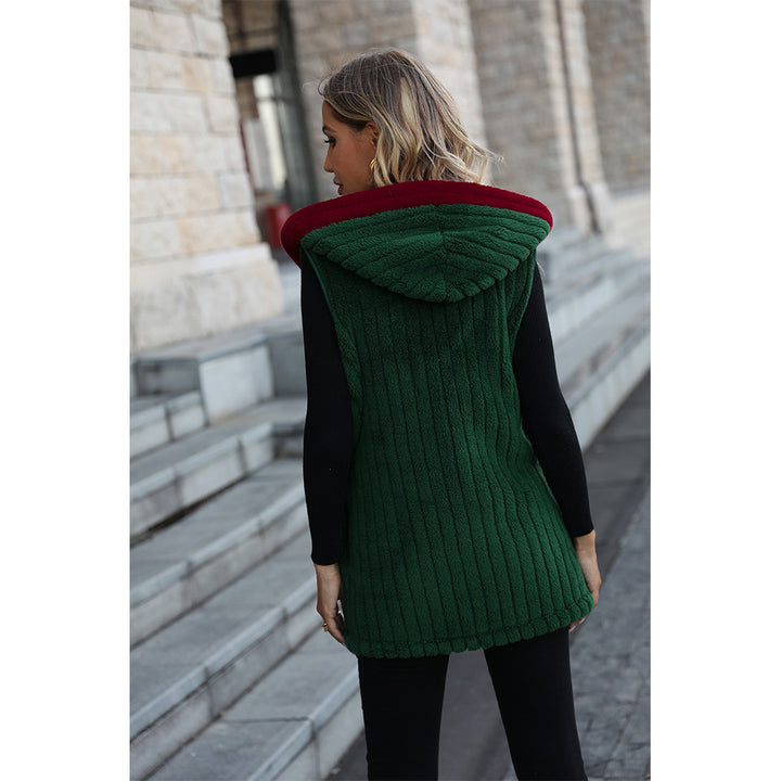 Damen Kuschelige Fleece-Weste mit Kapuze und festlicher Stickerei Drune