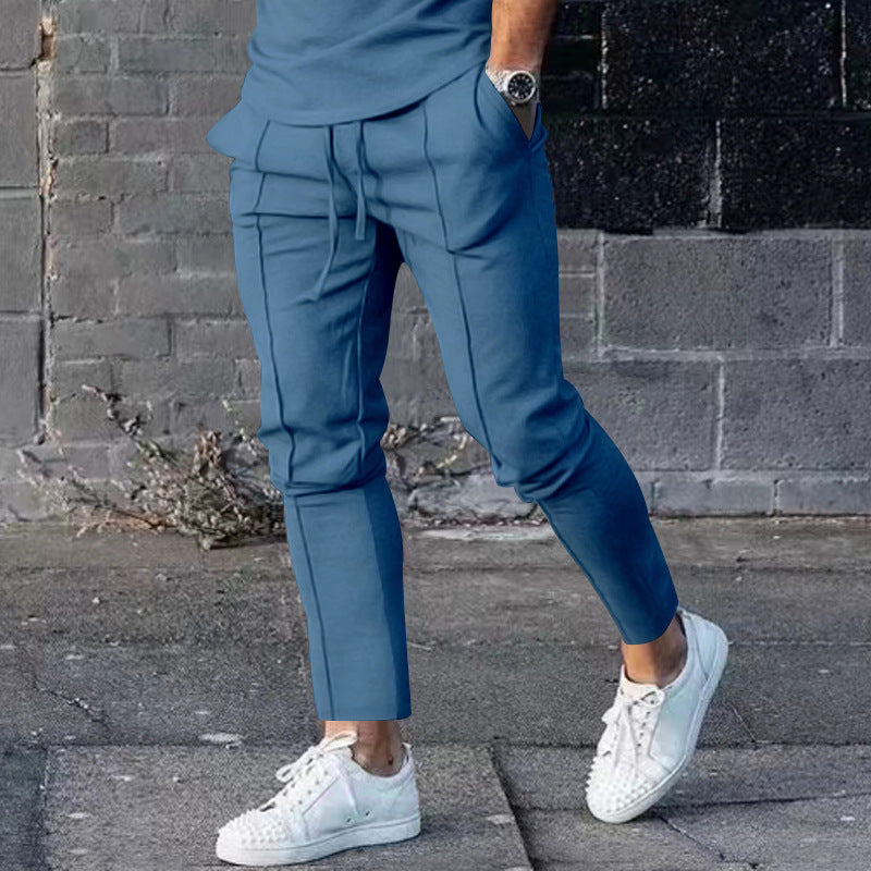 Herren nan Slim Tapered Jogginghose mit dekorativen Steppnähten, elastischem Tunnelzug und schmalem Knöchelabschluss Drune
