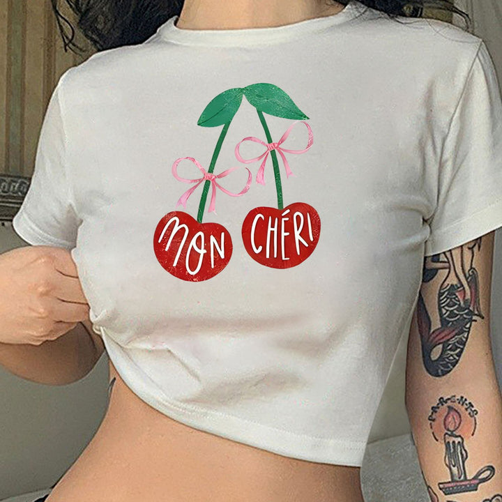 Damen Crop-T-Shirt mit witzigem Geburtstagsslogan und figurbetontem Schnitt Drune