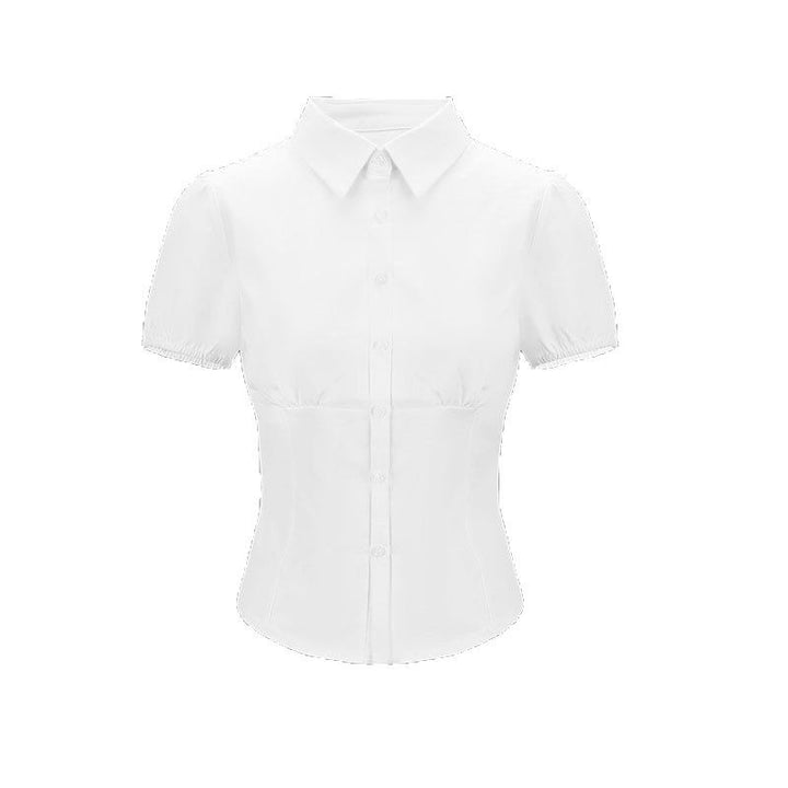 Damen Bluse mit Puffärmeln und taillierter Passform Drune