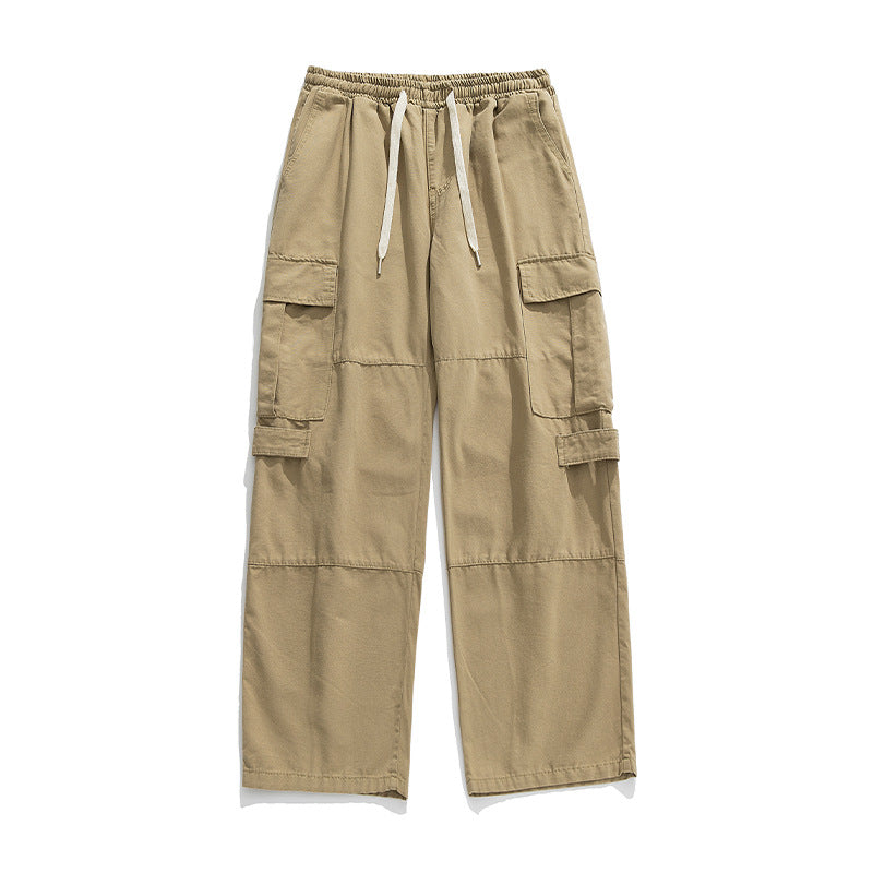 Unisex Weite Cargo-Freizeithose mit elastischem Bund, Tunnelzug und mehrfachen Klappentaschen Drune