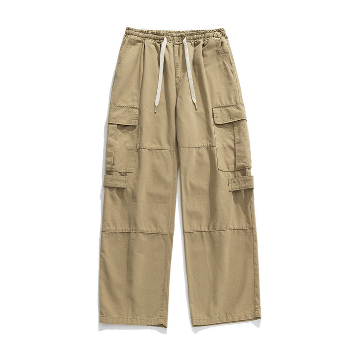 Unisex Weite Cargo-Freizeithose mit elastischem Bund, Tunnelzug und mehrfachen Klappentaschen Drune
