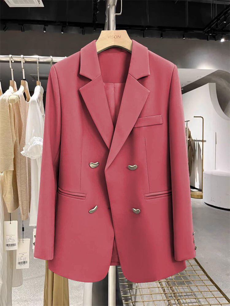 Damen Modischer Zweireiher Blazer Drune