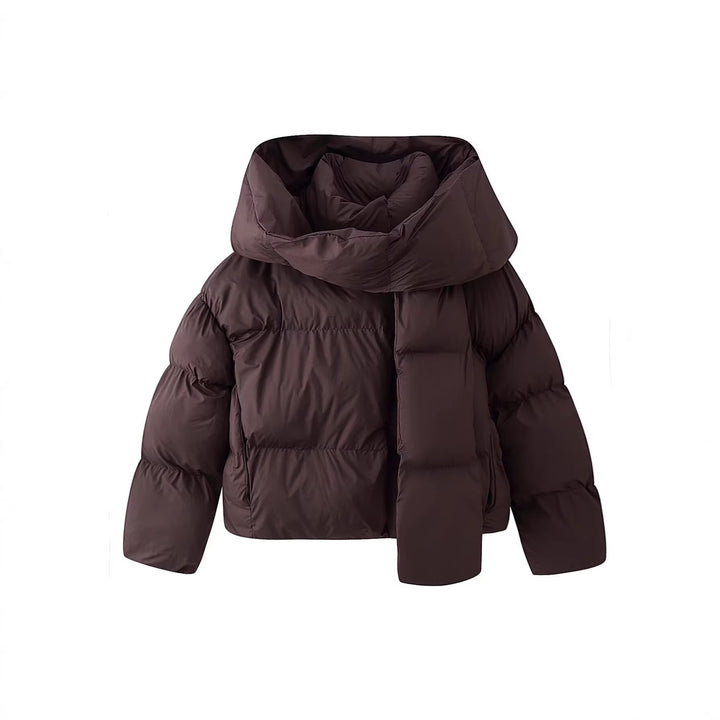 Damen Kurz geschnittene Steppjacke mit extrabreitem Schalkragen und wattierter Kapuze Drune
