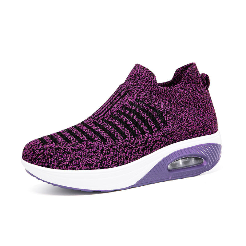 Damen nan gestrickter Schlupf-Walking-Sneaker mit anatomischer Pronationsstütze, Luftpolster-Zwischensohle und sockenähnlichem Schaft Drune