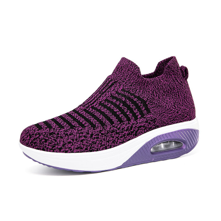 Damen nan gestrickter Schlupf-Walking-Sneaker mit anatomischer Pronationsstütze, Luftpolster-Zwischensohle und sockenähnlichem Schaft Drune