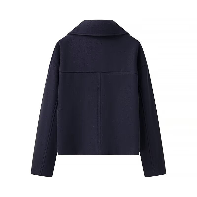 Damen 40+ kurzer doppeltreihiger Wollmix‑Blouson mit großem Revers Drune