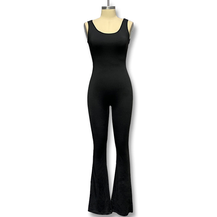 Damen Eleganter Jumpsuit mit figurbetonendem Schnitt und flared Beinen Drune