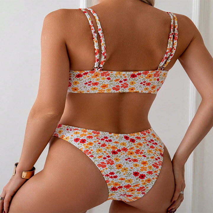 Damen High-Waist Bikini Set mit modischen Rippdetails Drune