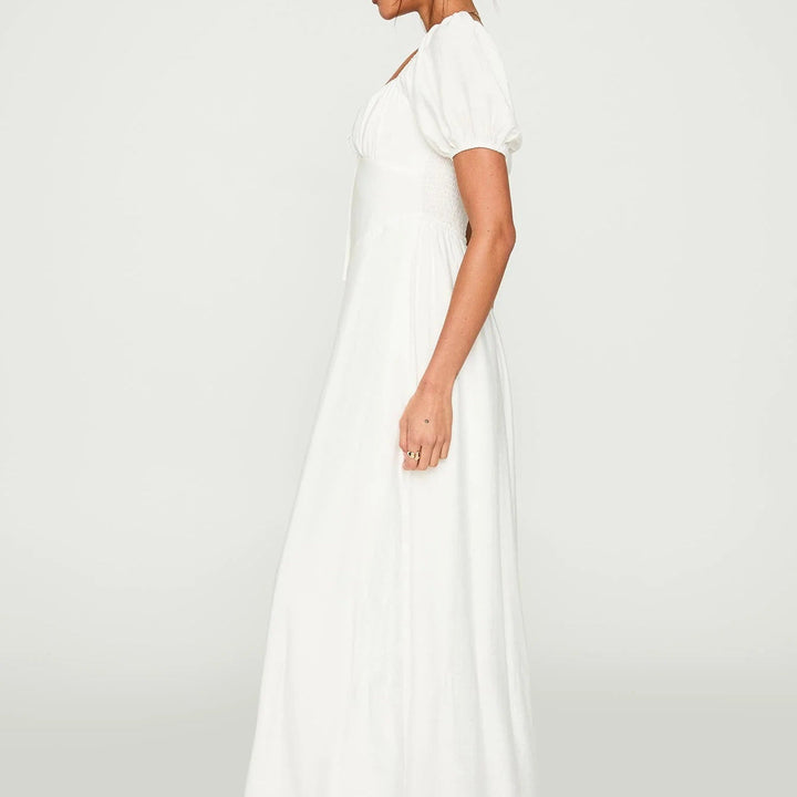 Damen Maxikleid mit Puffärmeln und elegantem Ausschnitt Drune