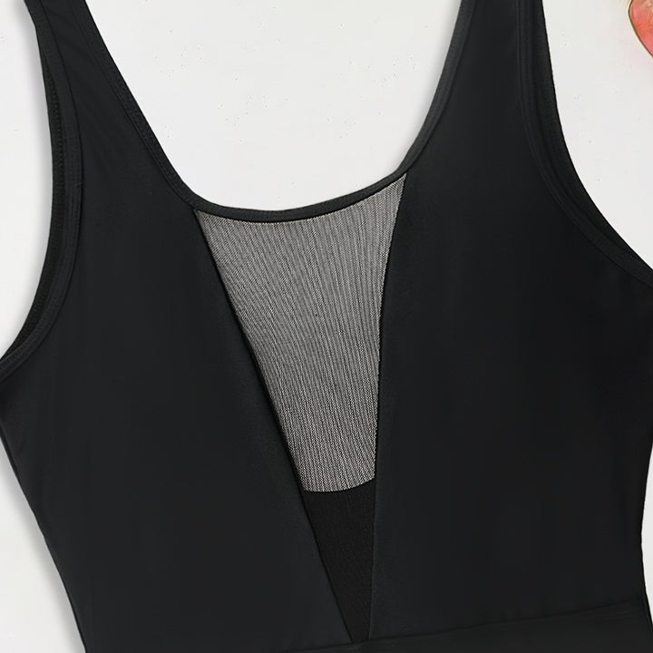 Damen Hochgeschlossener Monokini mit transparenten Mesh-Details Drune