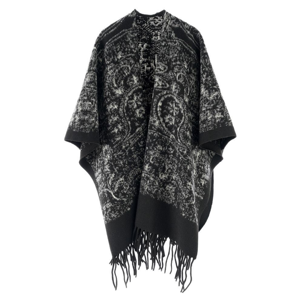 Damen Fransen-Cape im Kuschel-Wollmix mit strukturierter Vintage-Optik Drune