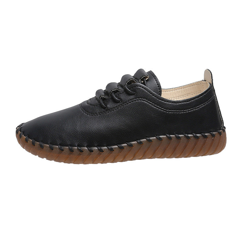 Damen handgenähter Komfort-Sneaker mit elastischer Schnürung und profilierter Kautschuksohle Drune
