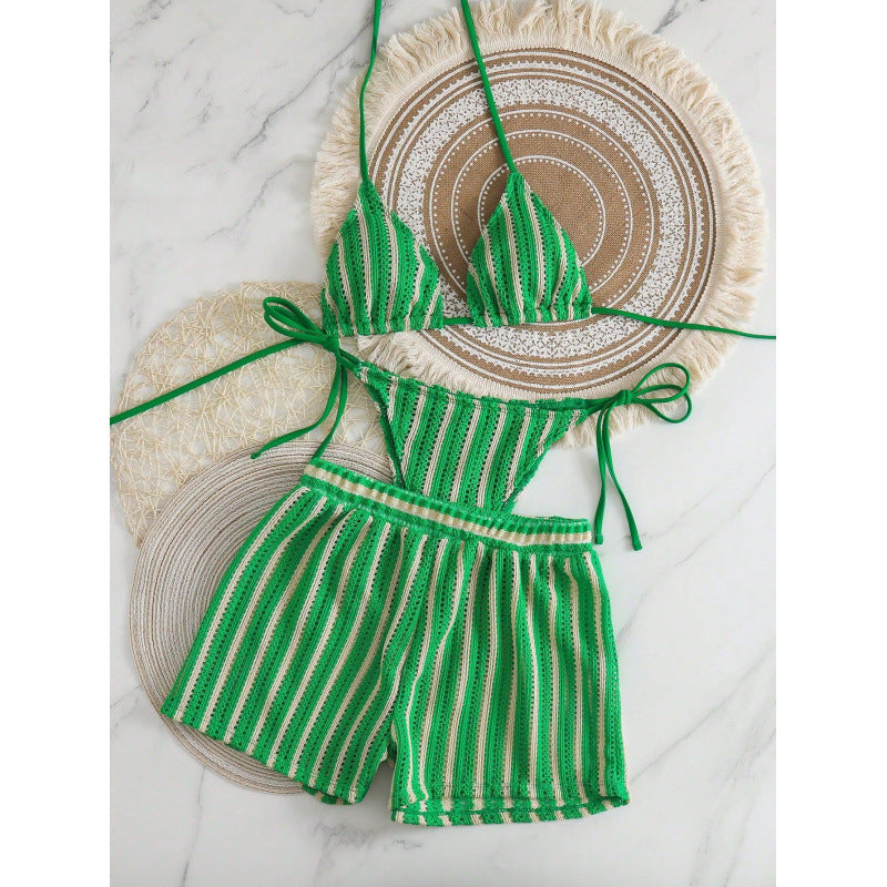 Damen Zweiteiliges Freizeitbadeoutfit mit verstellbarem Oberteil und elastischen Shorts Drune