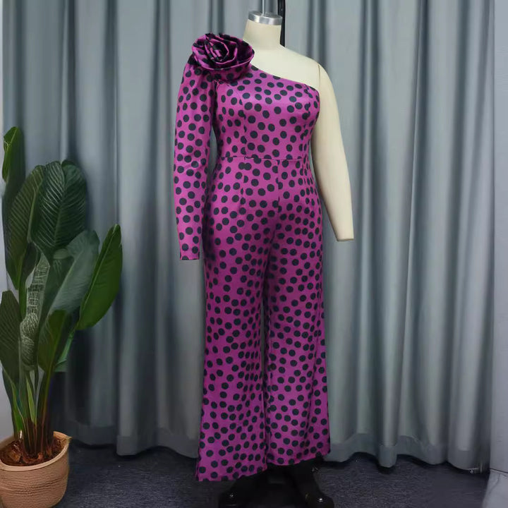 Damen Einseitiger Jumpsuit mit Blumendekor Drune