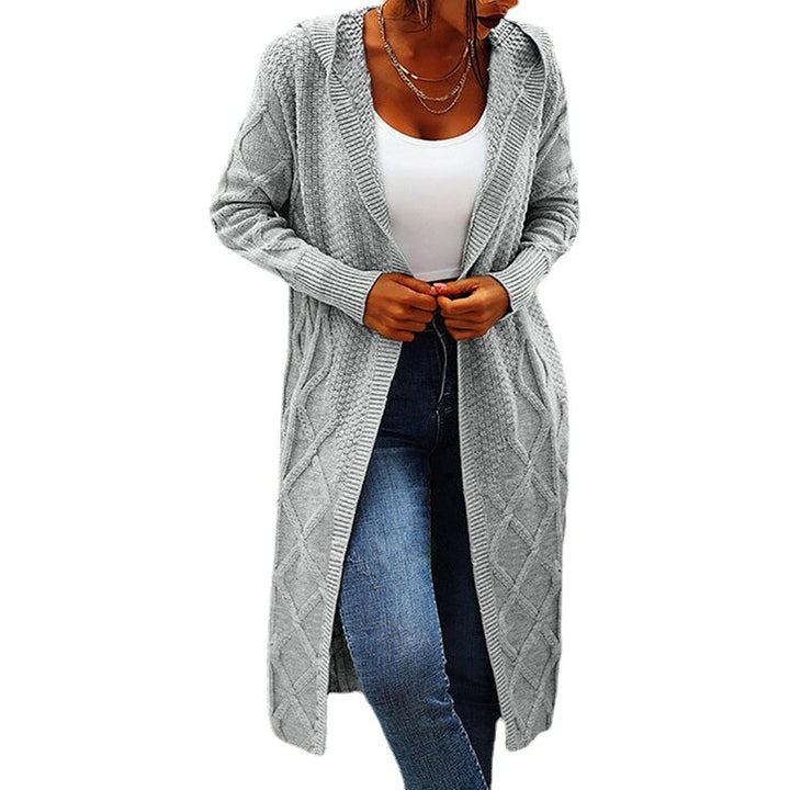 Damen Lange Strickjacke mit elegantem Zopfdesign Drune