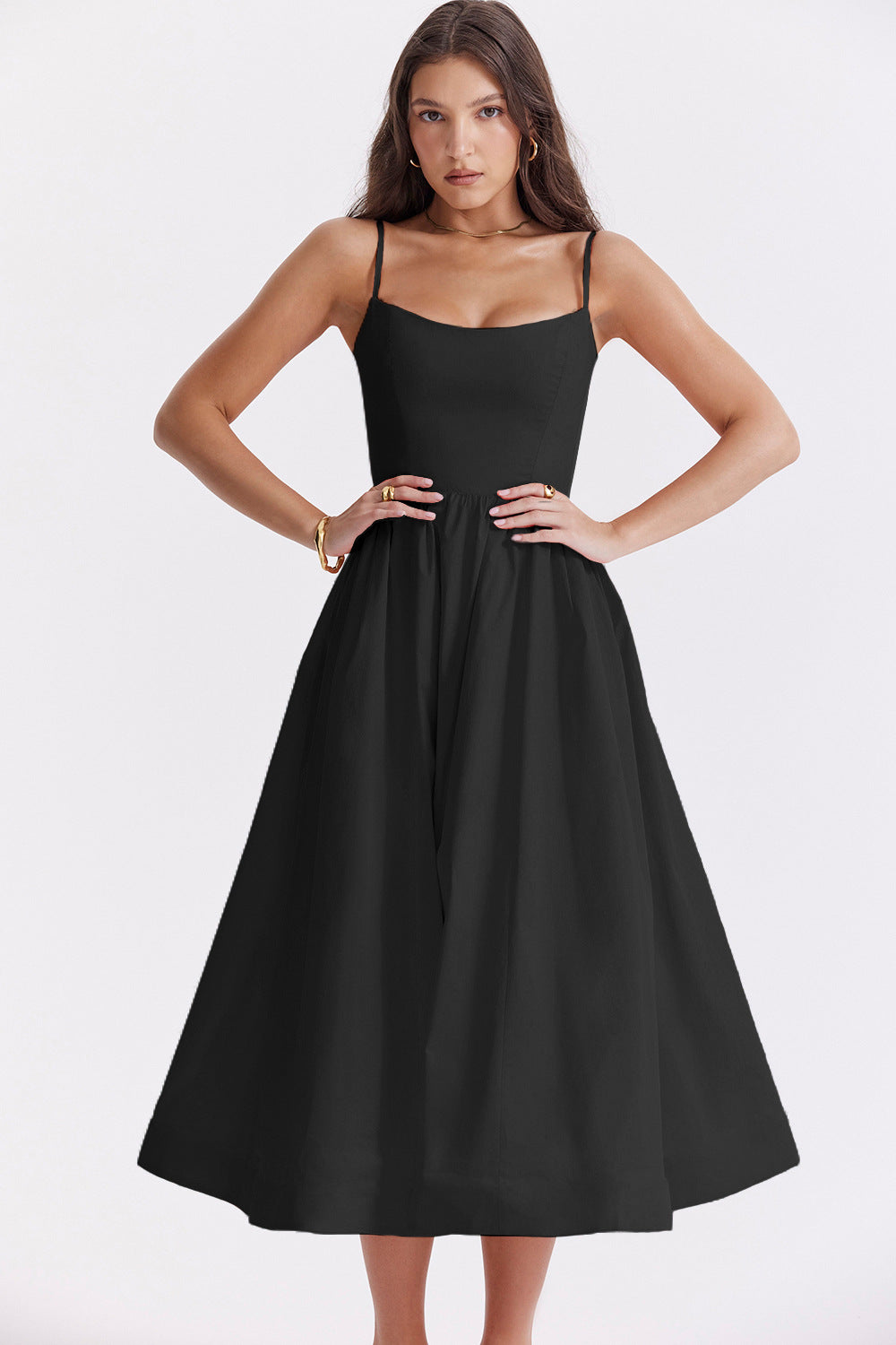 Damen Maxikleid mit floralem Print und verstellbaren Spaghettiträgern Drune
