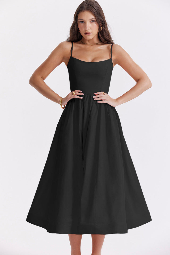 Damen Maxikleid mit floralem Print und verstellbaren Spaghettiträgern Drune