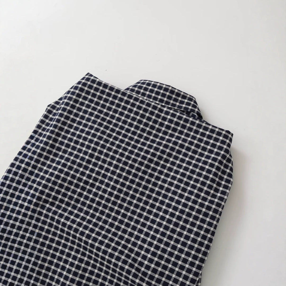 Damen Oversize kariertes Hemd mit abgerundetem Saum Drune