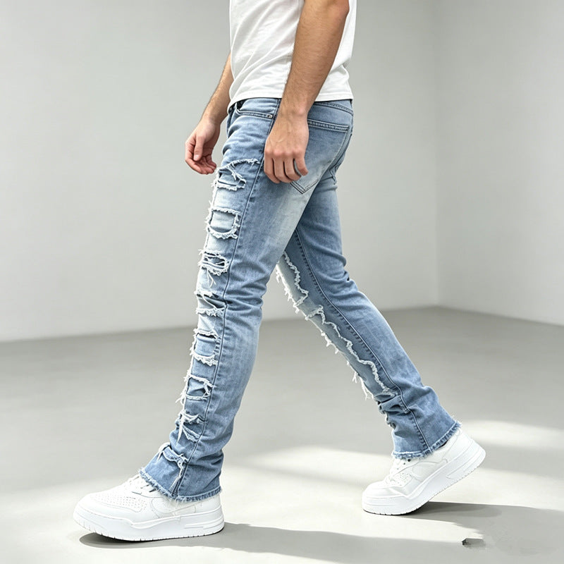 Herren Modische Ripped Jeans mit kreativen Destroyed-Details Drune