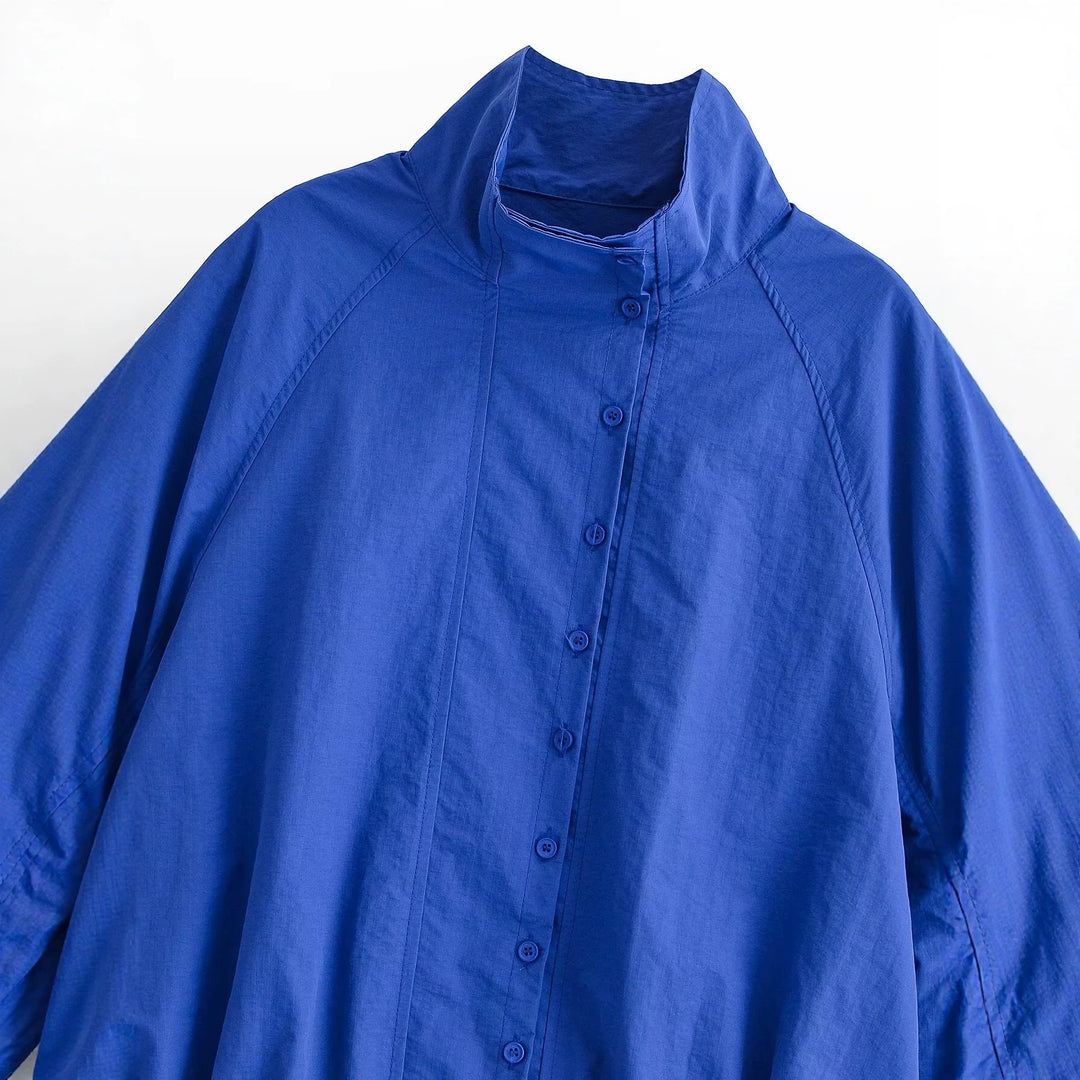 Damen Kurze Windjacke mit voluminösen Ballonärmeln und Stehkragen Drune