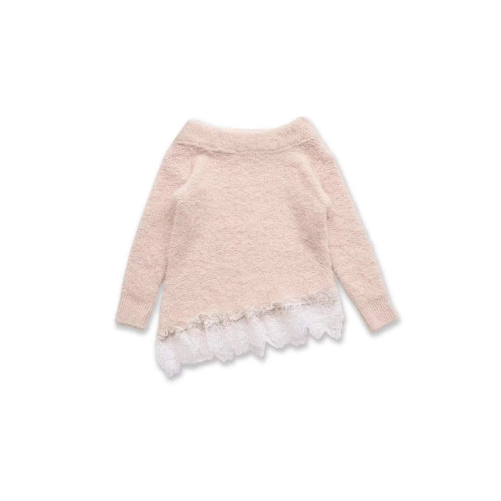 Damen Pullover mit verspieltem Spitzenabschluss Drune