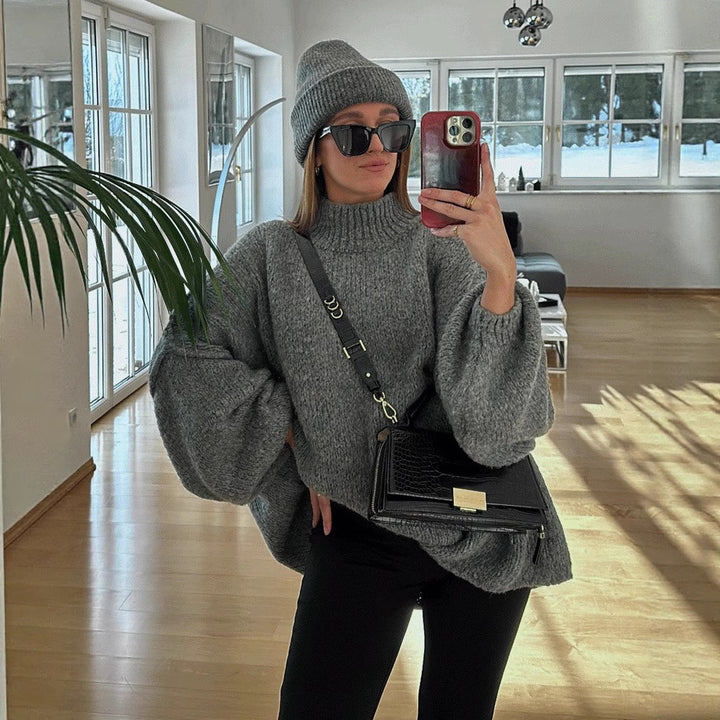 Damen oversized Strickpullover mit gemütlichem Schnitt und modernen Ärmeln Drune