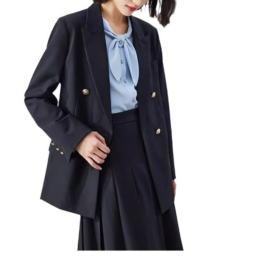 Damen Doppelreiher Blazer mit glänzenden Knöpfen Drune